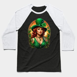 St.Patrick's Day retro vintage Irish woman shamrock design Baseball T-Shirt